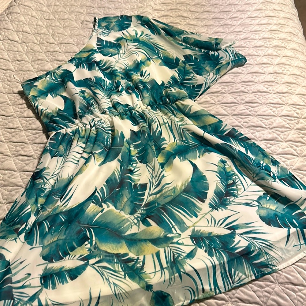 One Shoulder Palm Print Dress 🌴